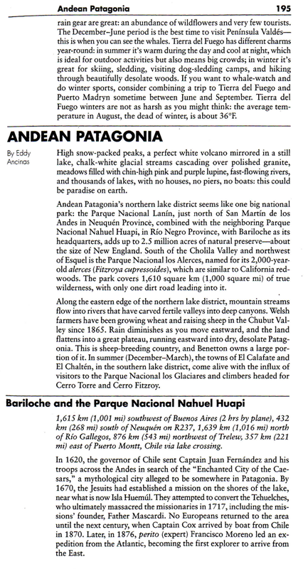 Eddy Ancinas Clip: Fodor's Argentina Guide (ed. 1-6)—Andean Patagonia